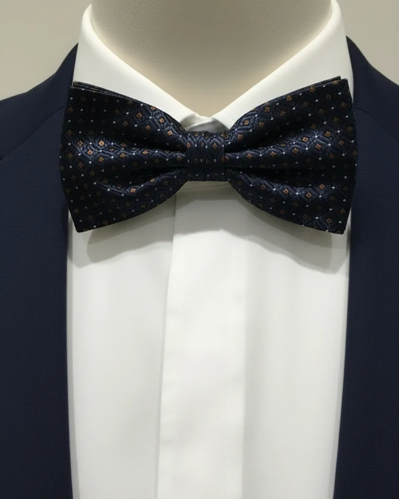 STHLM KRAVATT Silk Bow Tie Spots - Dark Blue