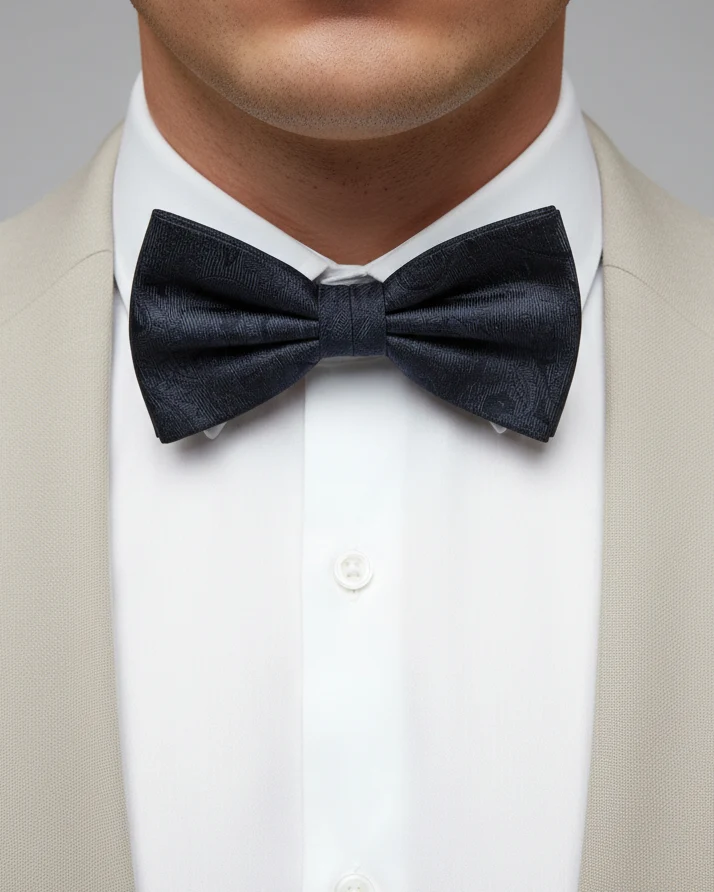 STHLM KRAVATT Silk Bow Tie Paisley - Black