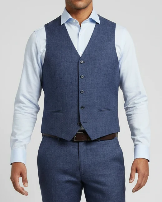CAVALIERE Derio Linen Waistcoat - Navy
