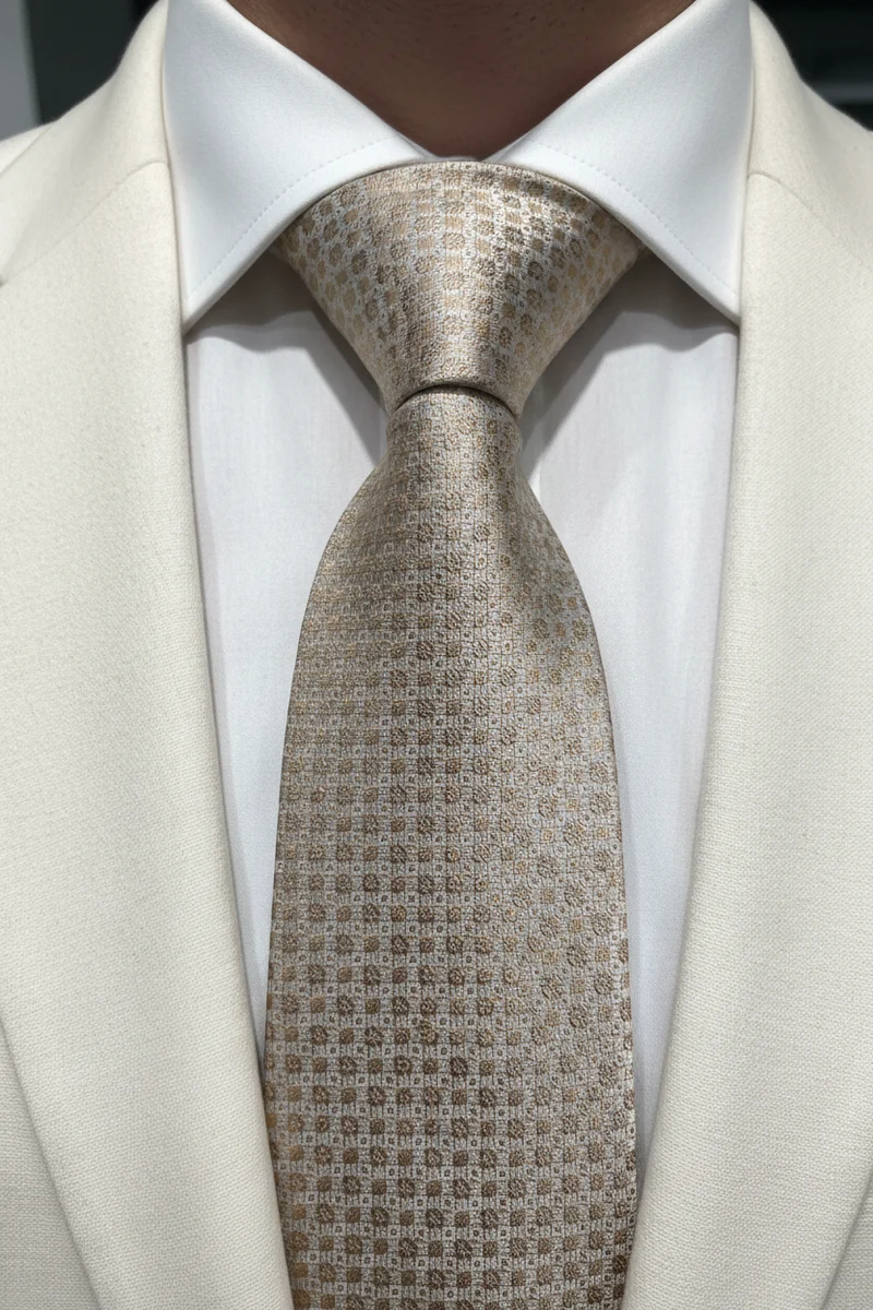 STHLM KRAVATT Silk Tie Micro Pattern - Light Brown