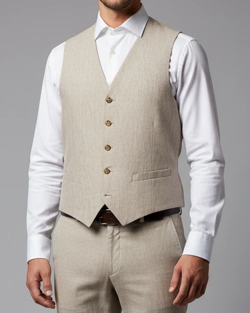 SAND Alford Linen Waistcoat - Beige