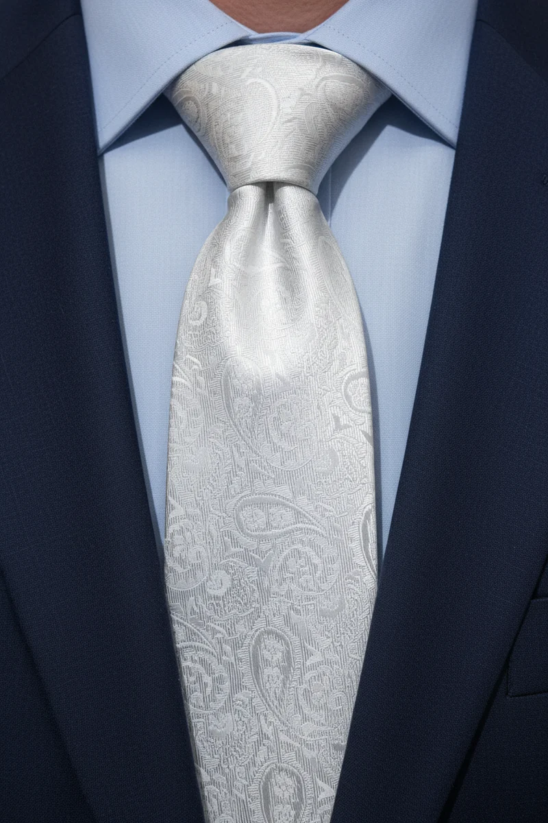 STHLM KRAVATT Silk Tie Paisley - White
