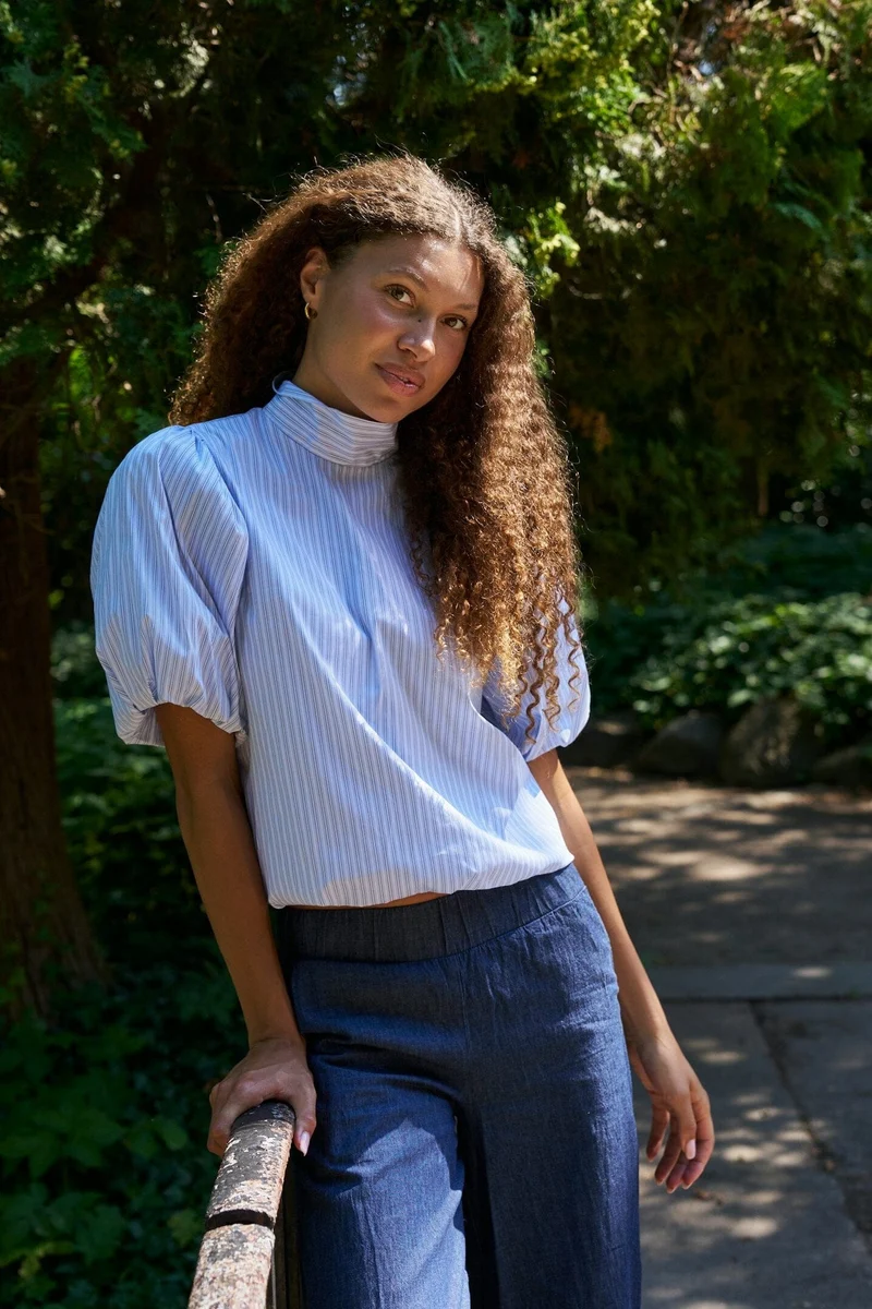 Neo Noir - Parisa Stripe Blouse 169527 - 145 - Light Blue