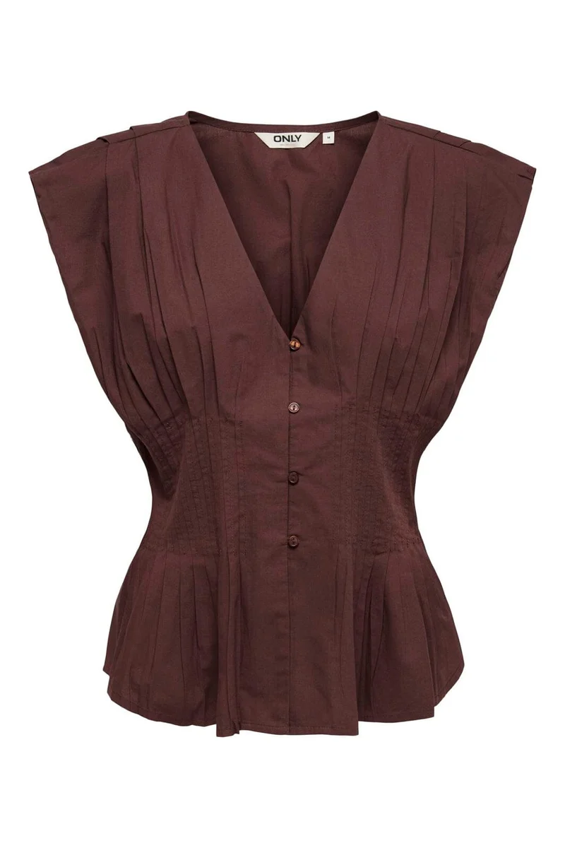 Only - Onlmila Sl Waist Top - 5118374 Brown Stone