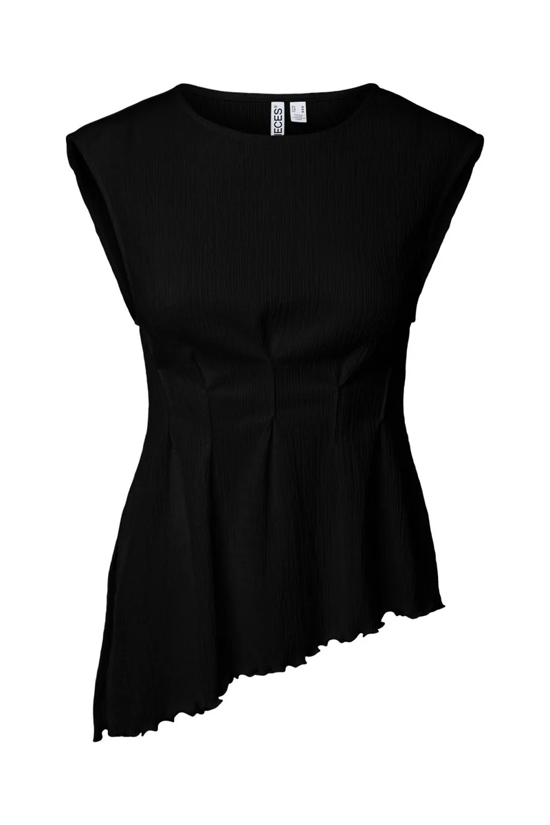 Pieces - Pcmalie Sl Asymetric Top - 5173833 Black