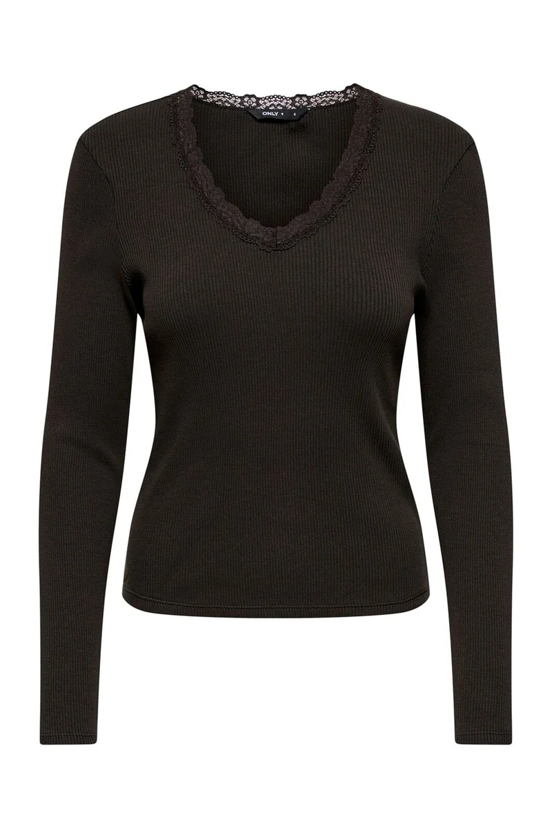 Only - Onlsara Sharai L/S V-Neck Top - 5130868 Chocolate Torte