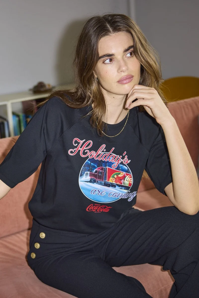 Only - Onlcoca Cola Xmas Life S/S Top - 4837321 Black Holidays Are Coming