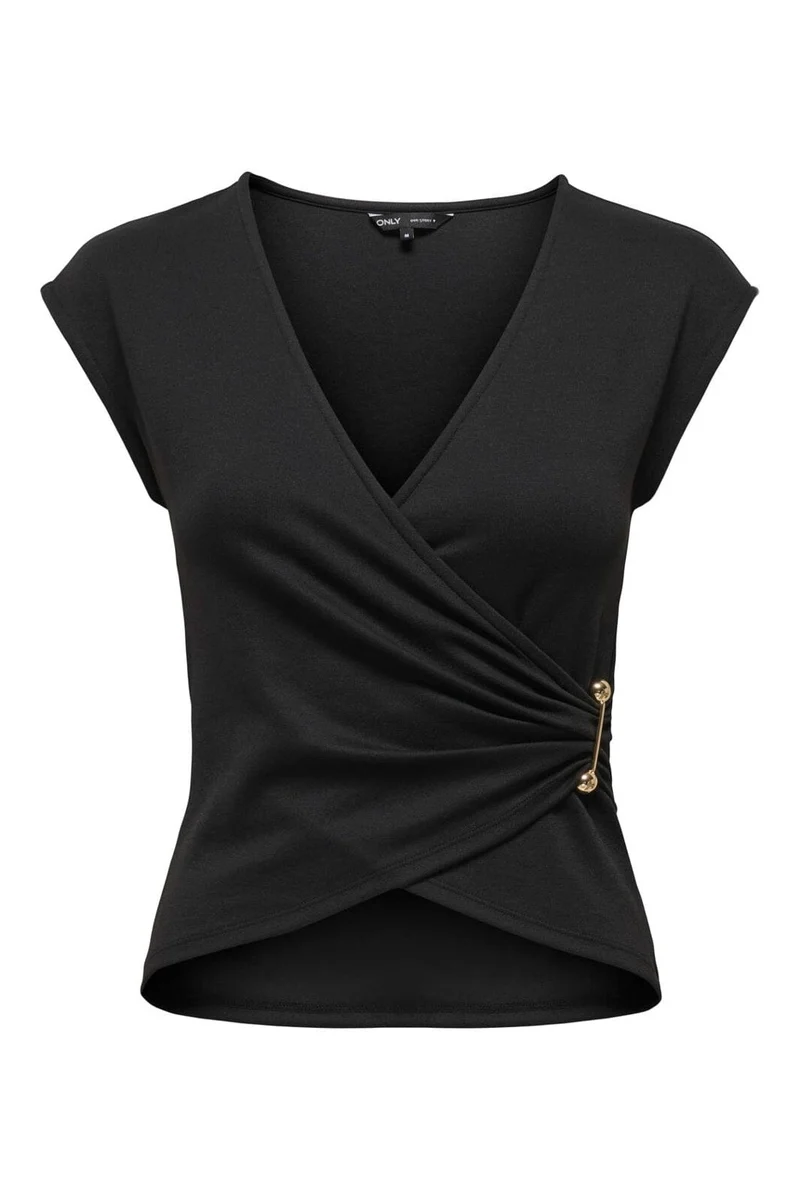 Only - Pgmatilda S/L Draped Top - 5085403 Black