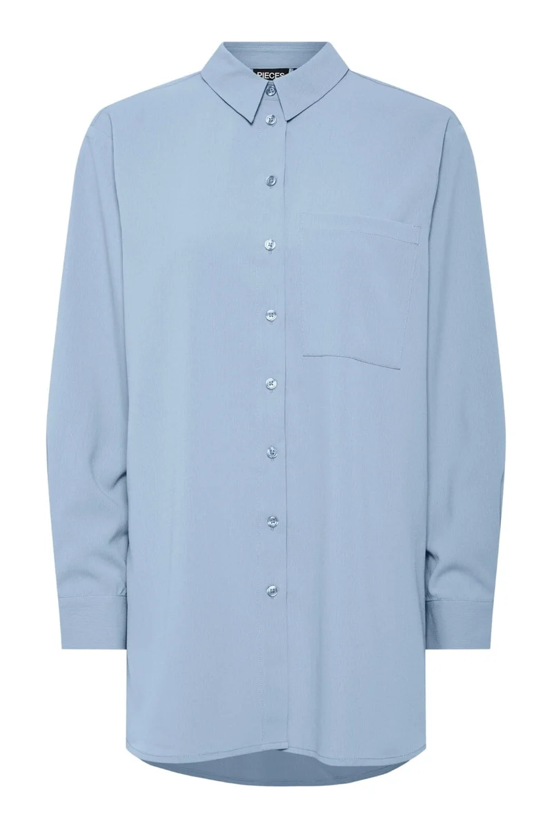 Pieces - Pcpoppy Ls Oxford Loose Shirt - 4683969 Cashmere Blue