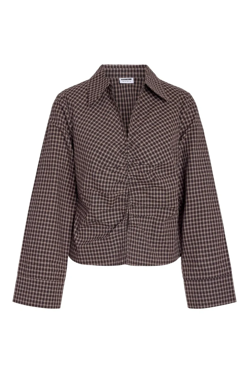 Noisy May - Nmtrix L/S Hook Check Shirt Tnt/17 - 5185486 Chocolate Brown Beige