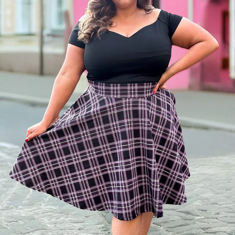 Plaid Flare Skirt - Moorland