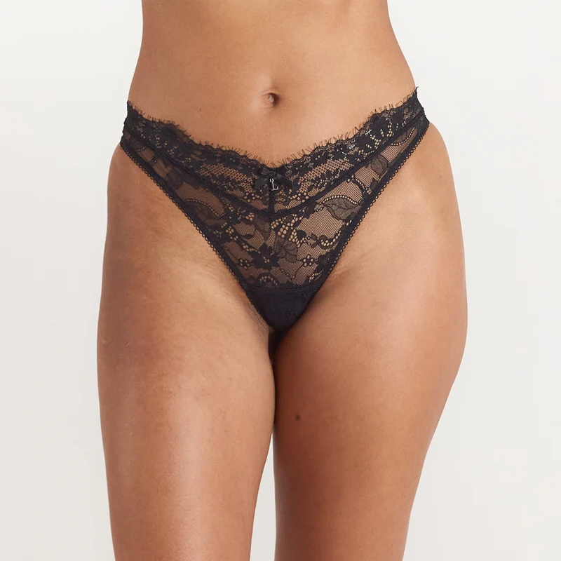Lace Stringtrosor - Svart