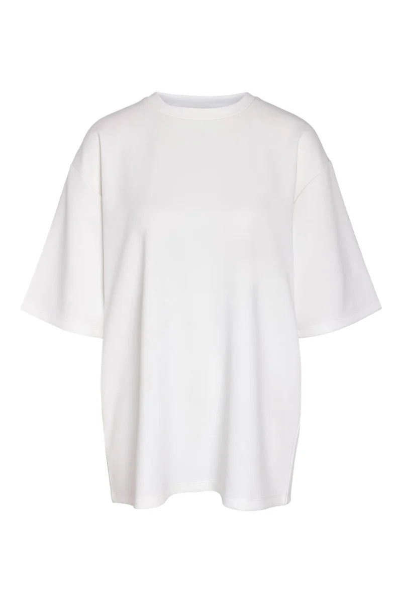 Noisy May - Nmtara S/S Oversize Bow T-Shirt - 5165147 Cloud Dancer White Satin Bow