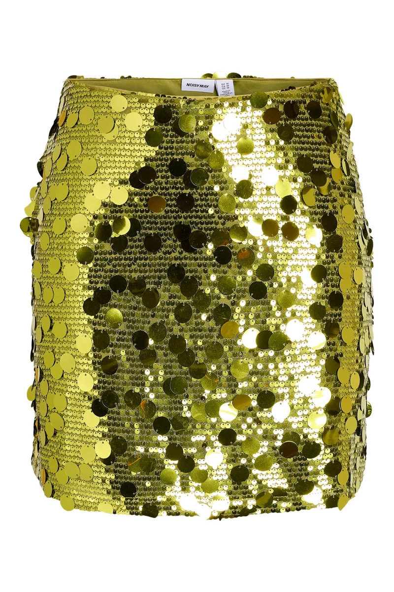 Noisy May - Nmtaylor Short Sequin Skirt - 5158947 Daiquiri Green