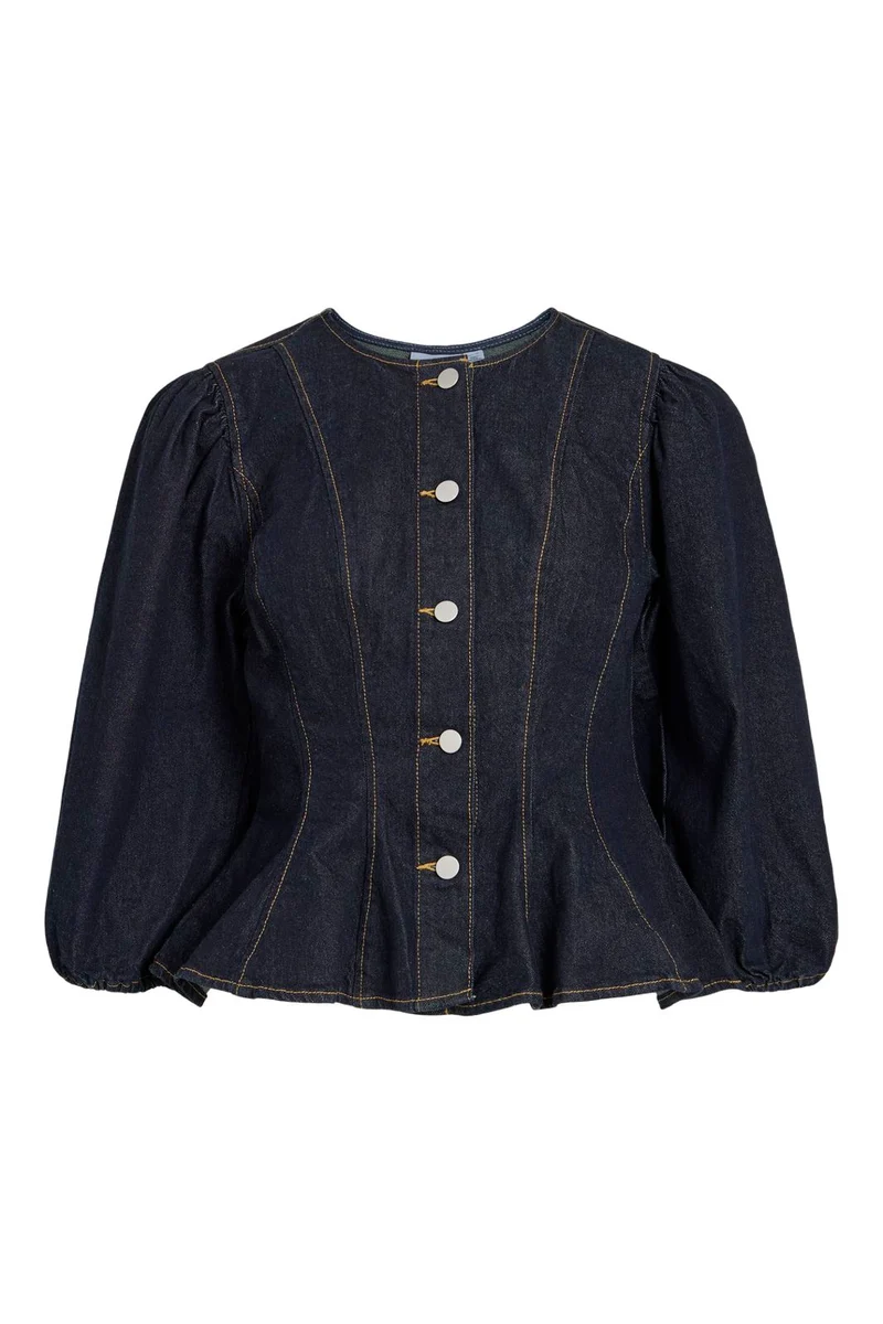 Vila - Virose 3/4 Balloon Top - 5166875 Dark Blue Denim