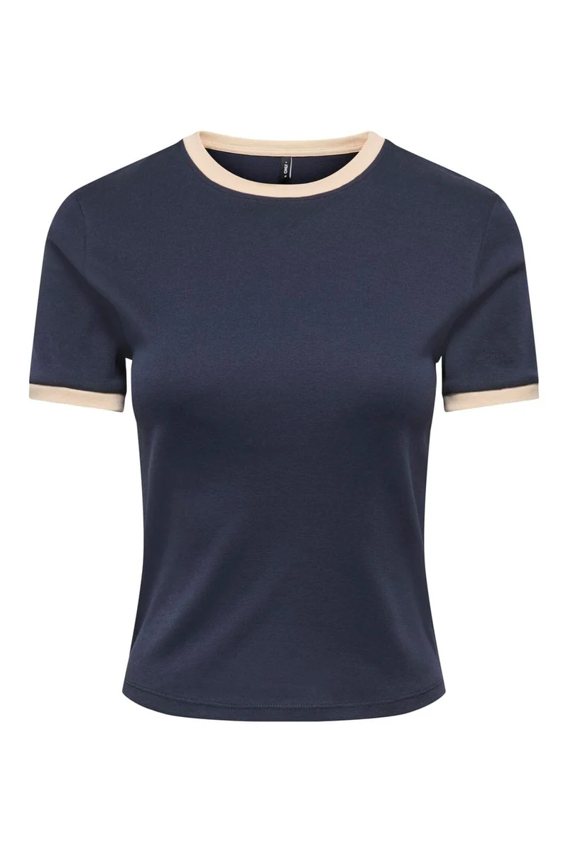 Only - Onlbina S/S Short Top Solid - 5189713 Night Sky Biscotfi Contrast