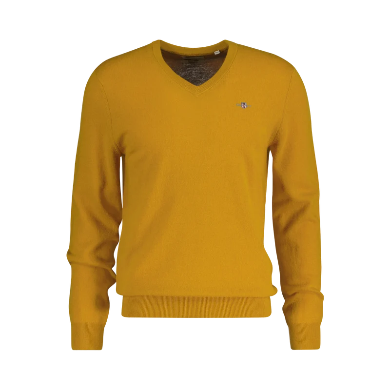 EXTRAFINE LAMBSWOOL V-NECK - Yellow