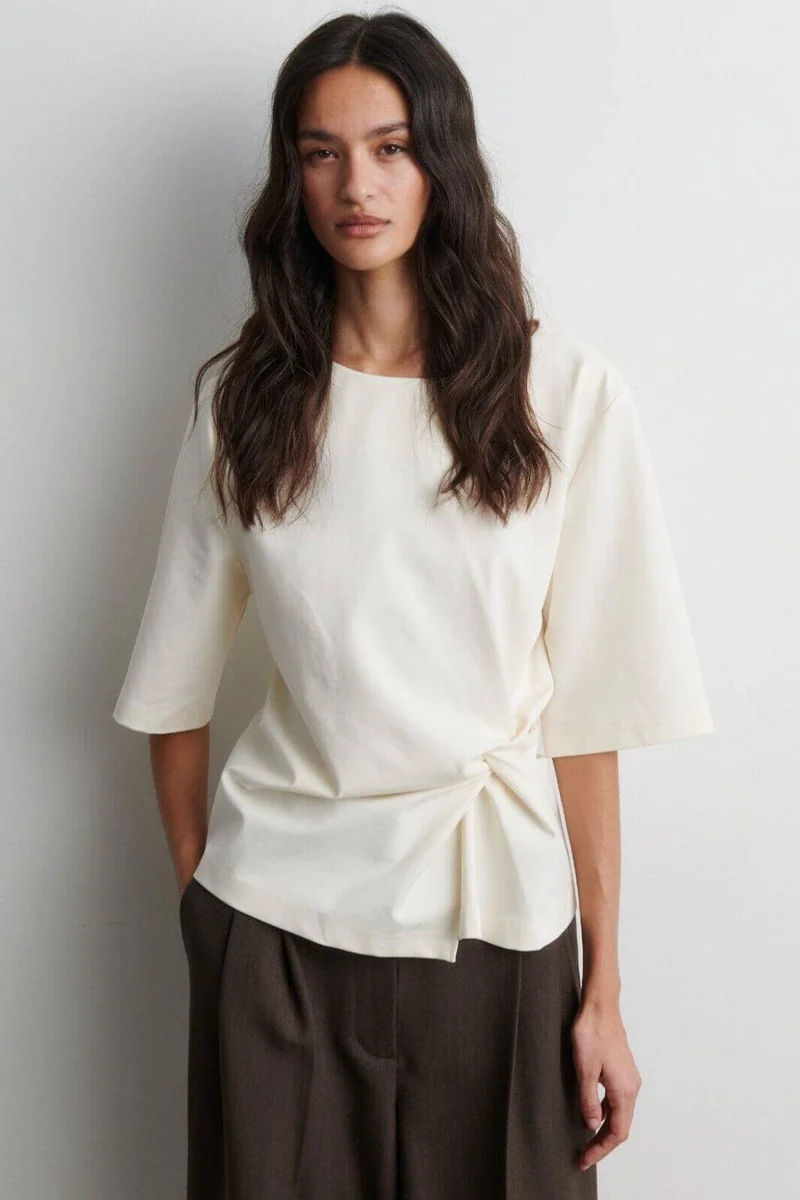 Second Female - Arkai Drape Tee 60870 - 1015 Eggnog