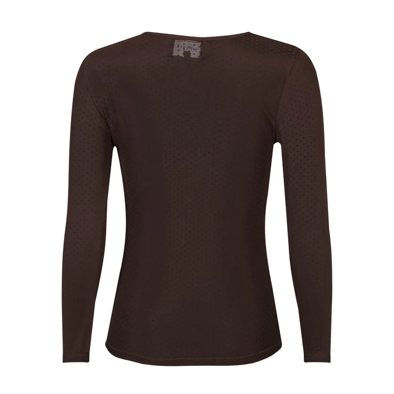 Liberte - Mesh Ls Tshirt, Dot 22069 - Dark Brown
