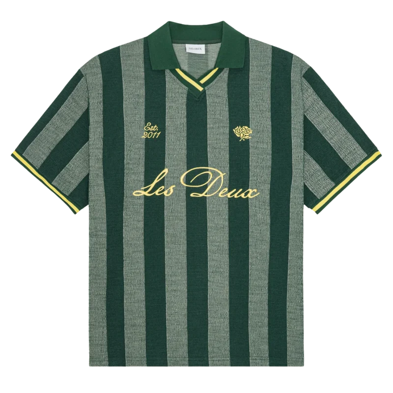 Stripe Jacquard Football Jersey - Pine Green