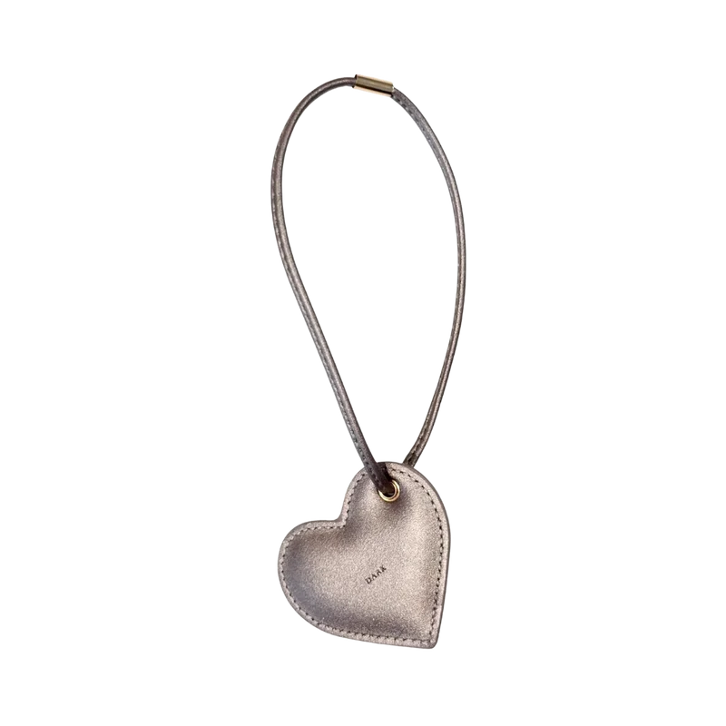 Heart Bag Charm - Sparkled Warm Taupe