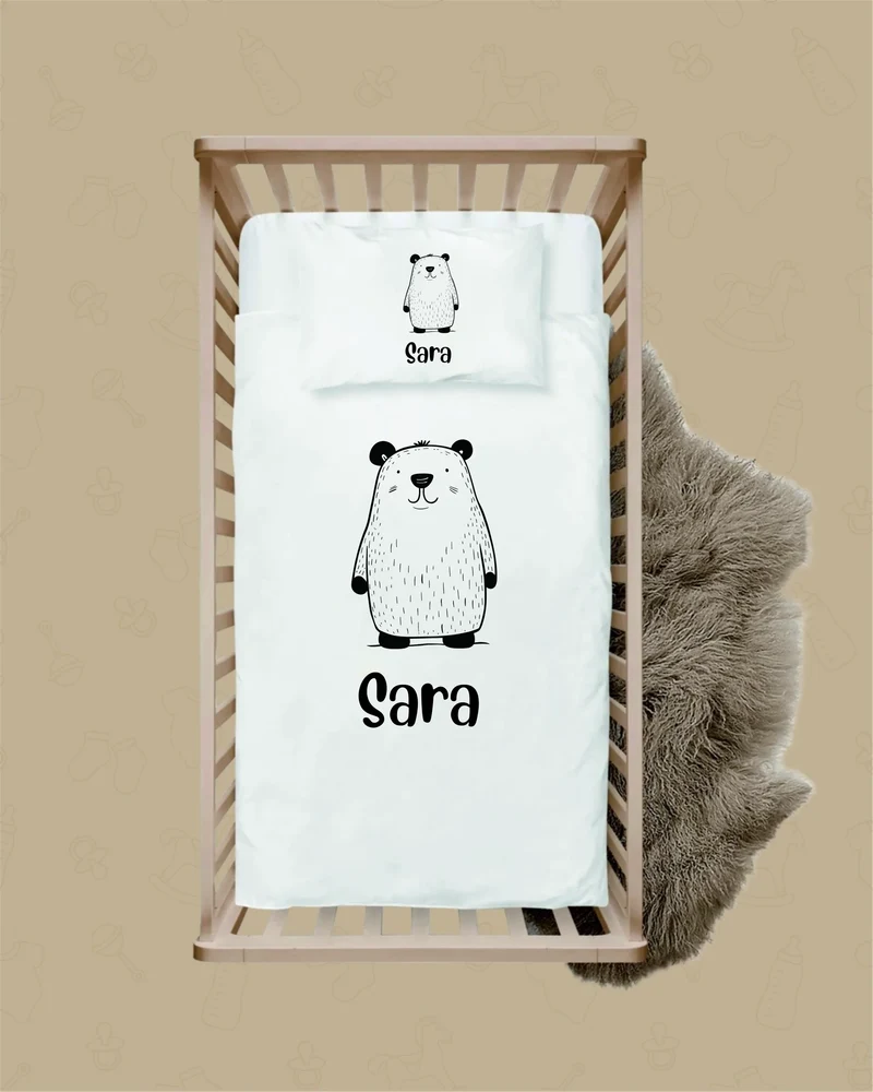 Minimalistische dieren - Gepersonaliseerd 3-delige Dekbedovertrek met Naam