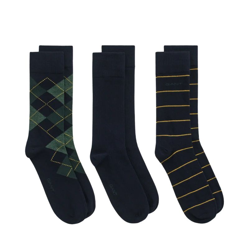 Argyle And Stripe 3-Pack - 410 Marine