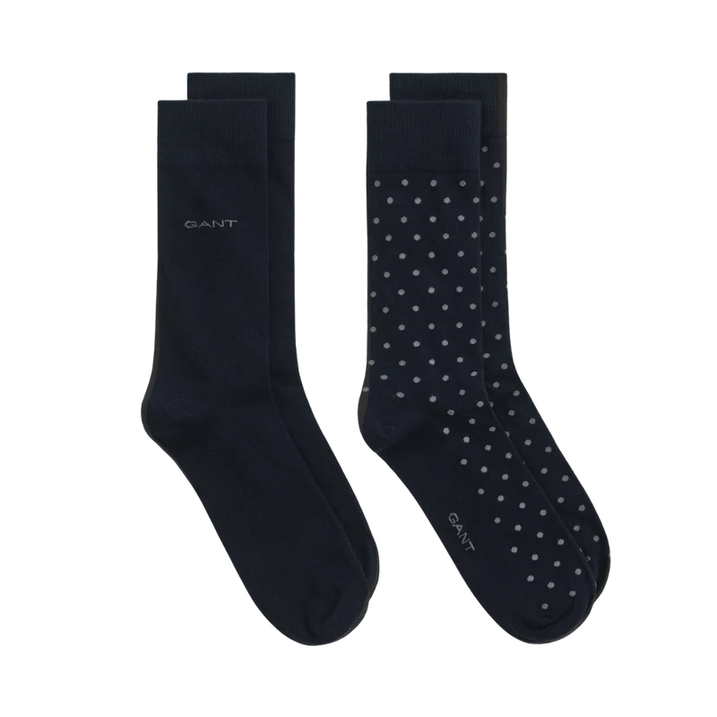 Dot And Solid Socks 2-Pack - 405 Navy