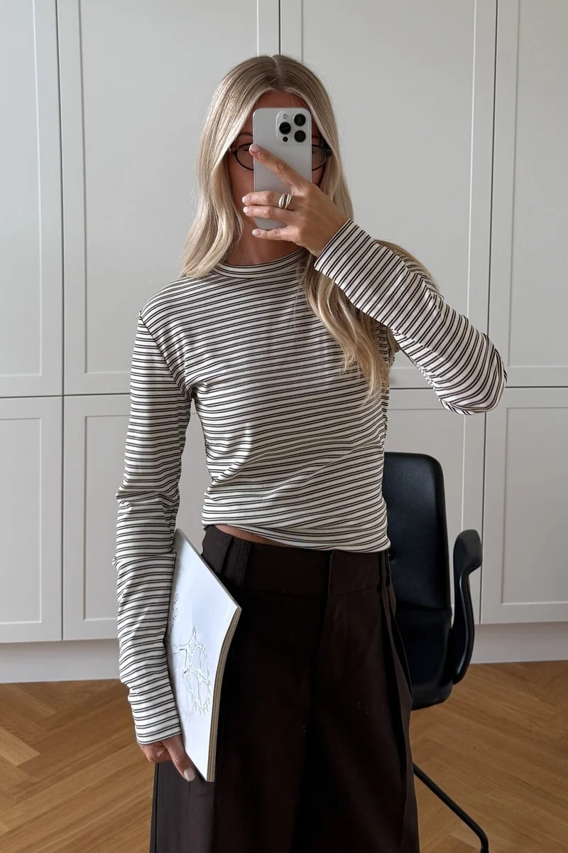 Noella - N-Lidie Ls Top 17080002 - 1538 - Offwhite Stripe
