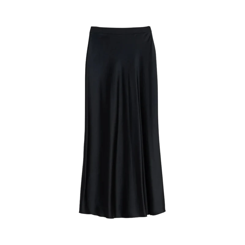 Hana Satin Skirt - Black