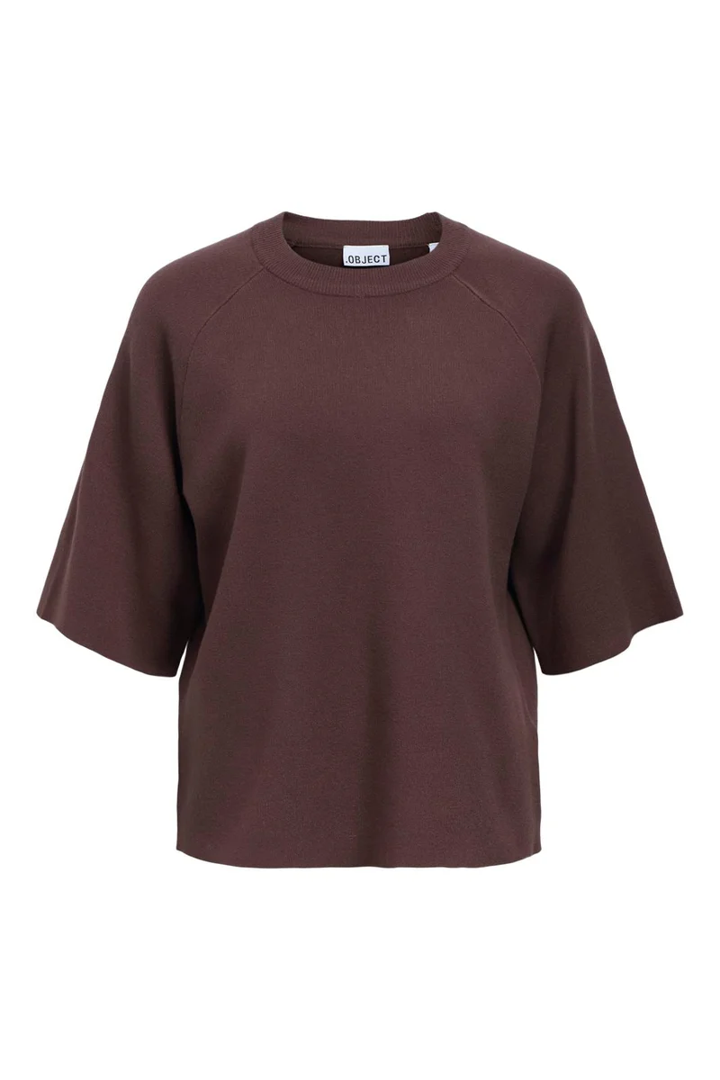 Object - Objreynard 2/4 Knit Pullover - 5103933 Seal Brown