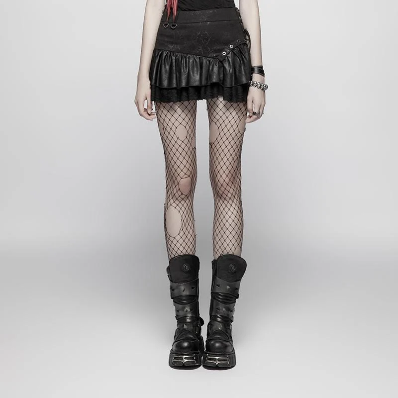 Kvinnors Punk Multilayer Sido Dragkedja Fishtail Mini-kjol