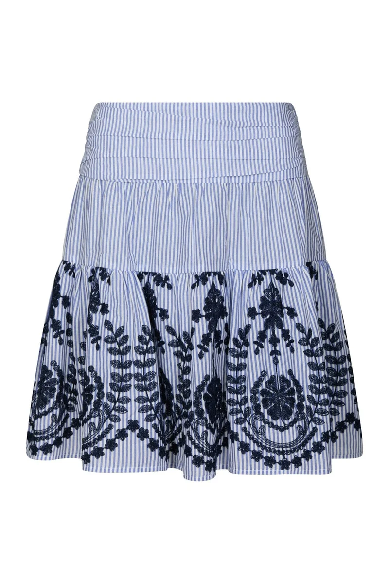 Neo Noir - Tarrow Stripe Embroidery Skirt 168998 - 140 - Blue