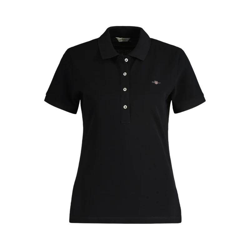 Slim Shield Cap Sleeve Pique Polo - Black