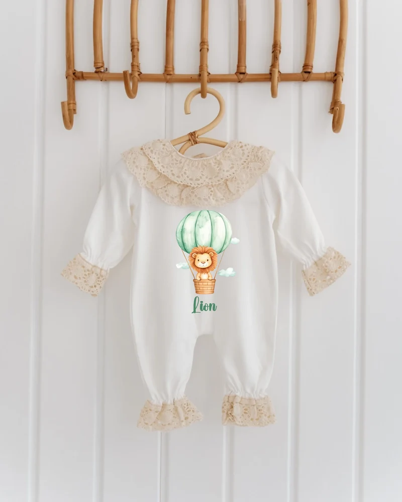 Leeuwen - Kanten Babypakje met Naam