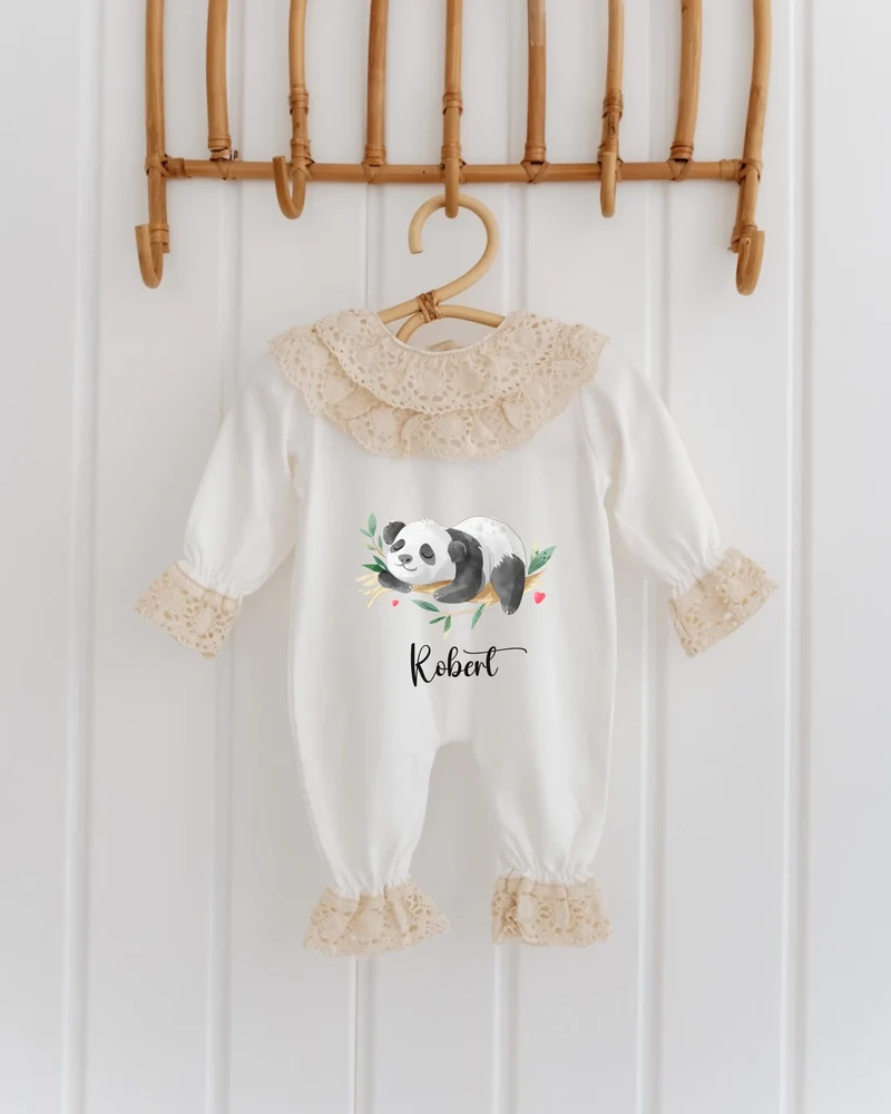 Panda - Kanten Babypakje met Naam