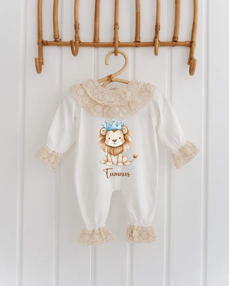 Leeuwen - Kanten Babypakje met Naam