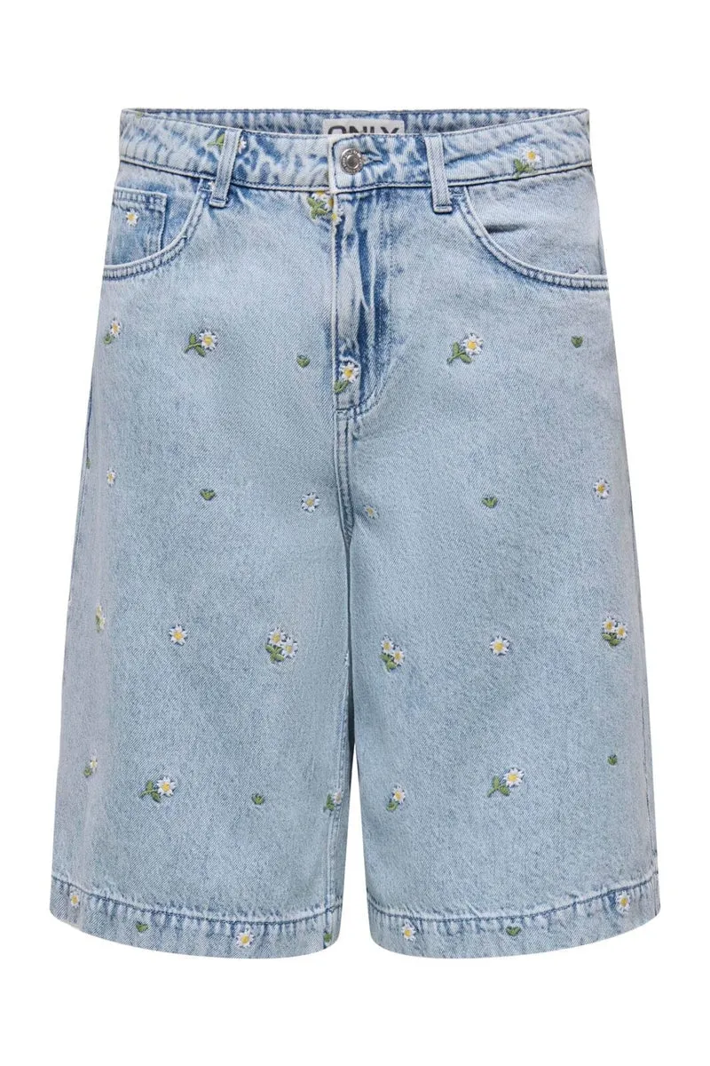 Only - Onldorsi-Cassie Emb Long Shorts Akm - 5031107 Light Blue Denim
