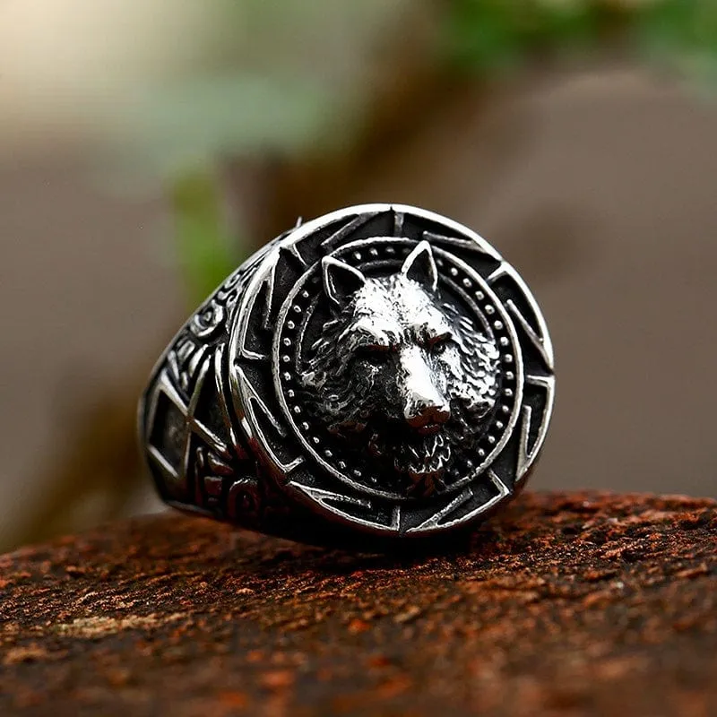 Punk Wolf Totem Ring för män