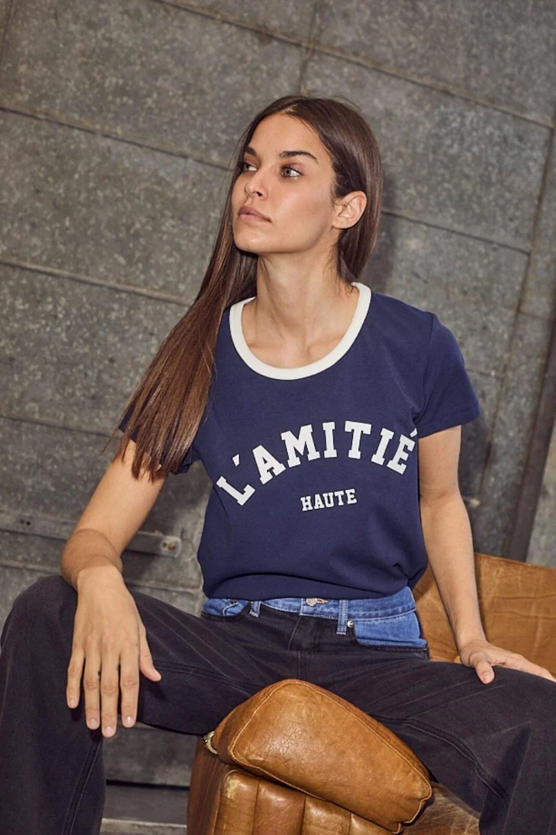 Haute L'Amitié - Neckline Logo Tee HL10006 - Navy/Off-White