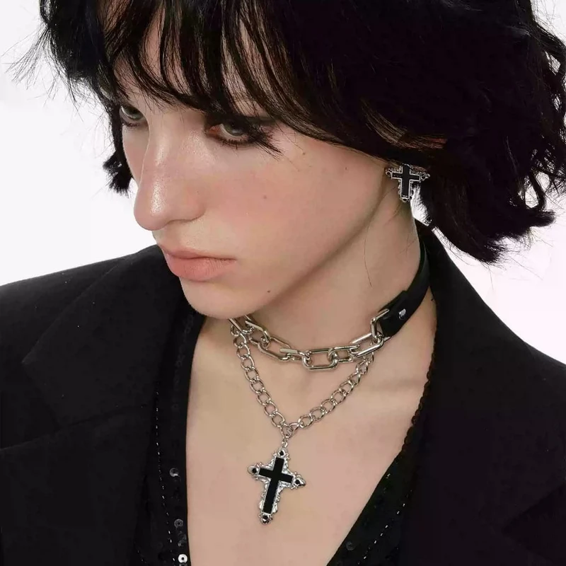 Grunge-korskedja med choker för kvinnor