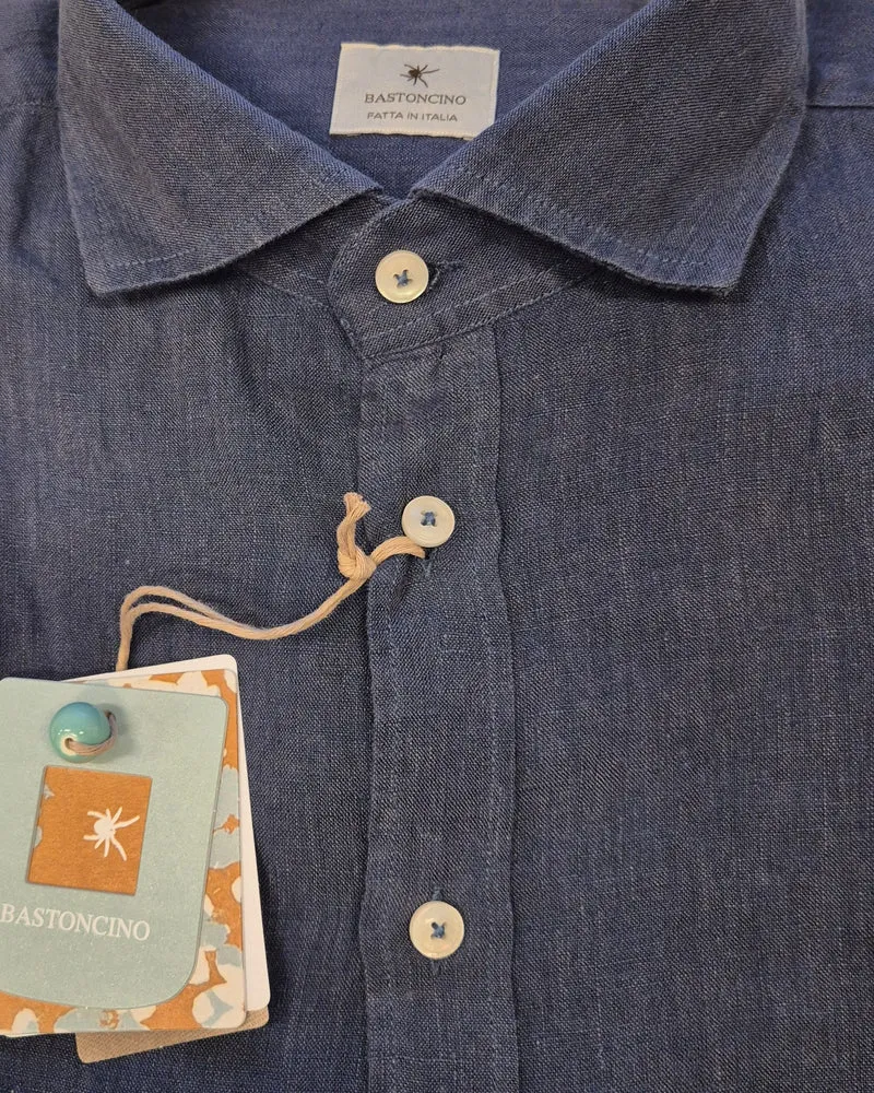 BASTONCINO Linen Shirt - Blue