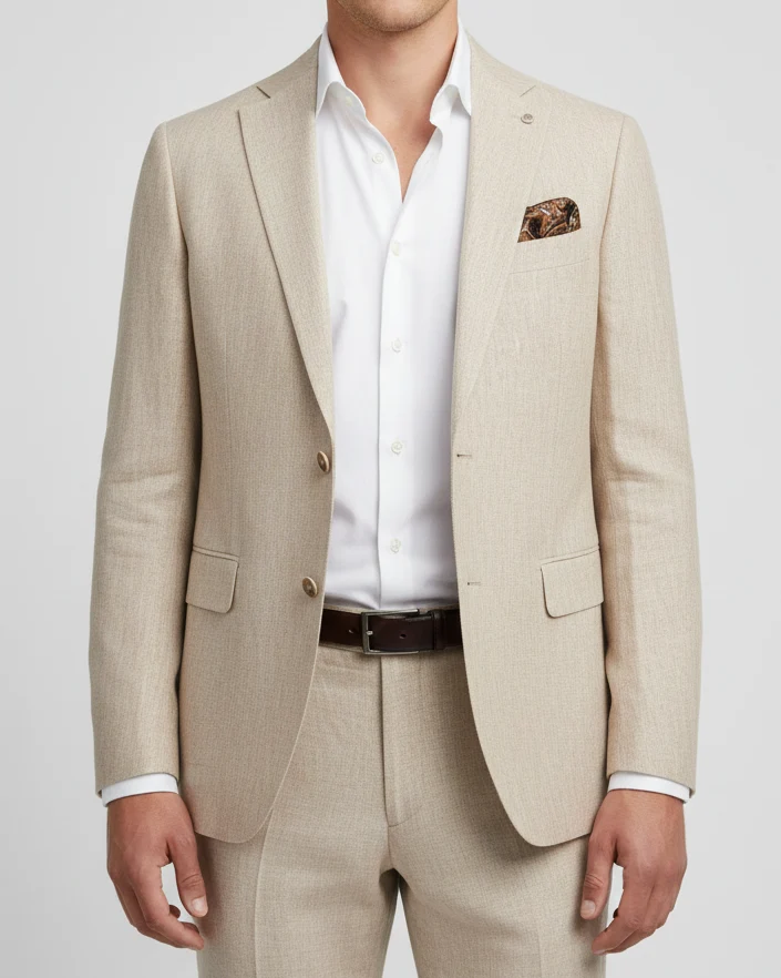 CAVALIERE Wendell Classic Linen Blazer - Beige