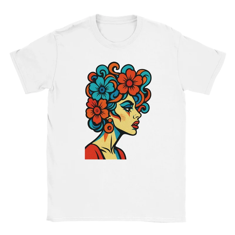 T-shirt - Kvinna med blommande hår