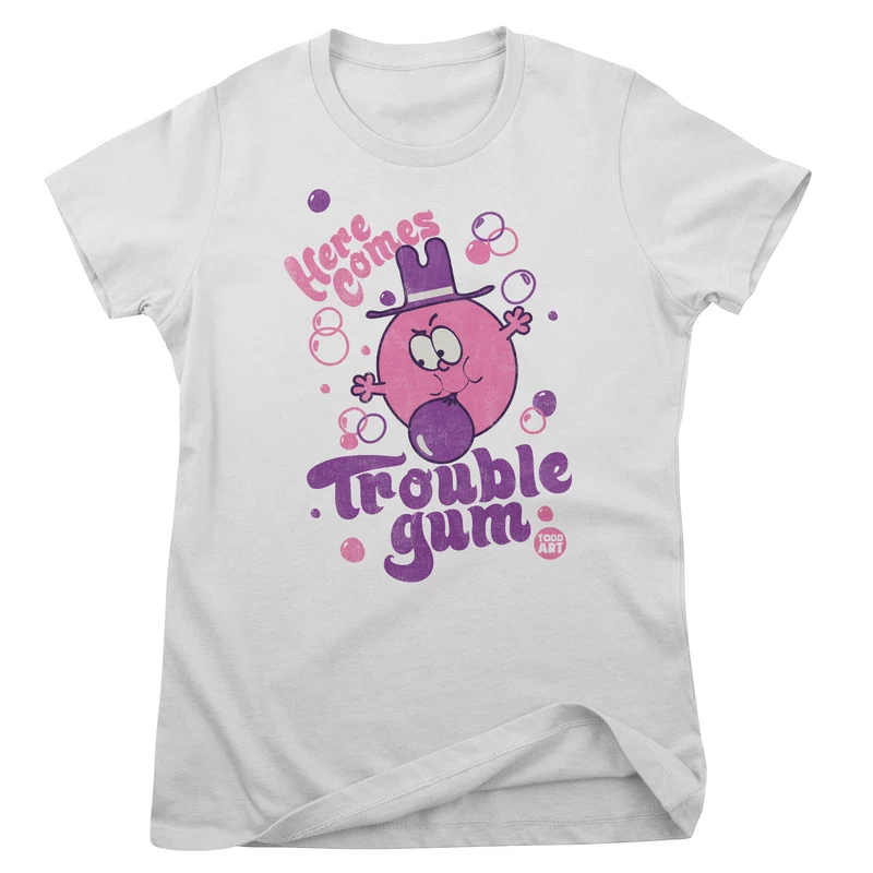 Here Comes Trouble Gum - ToddArt Girly Tee