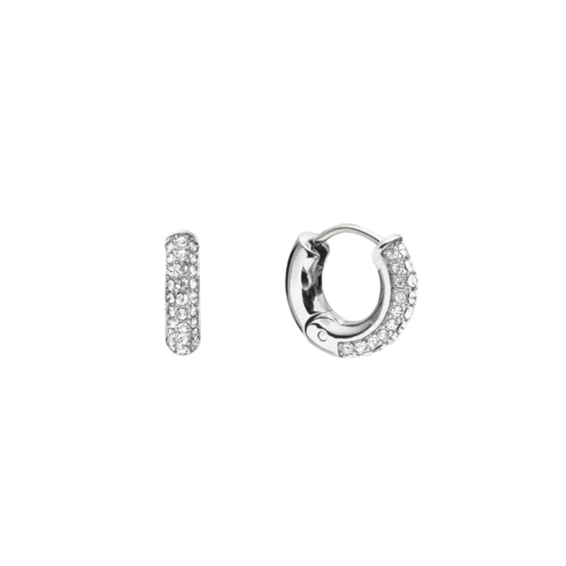 Pavé Everyday Small Silver Hoops - Silver