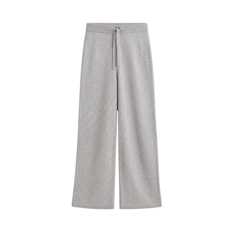 Wool Cashmere Knit Pants - Grey Melange
