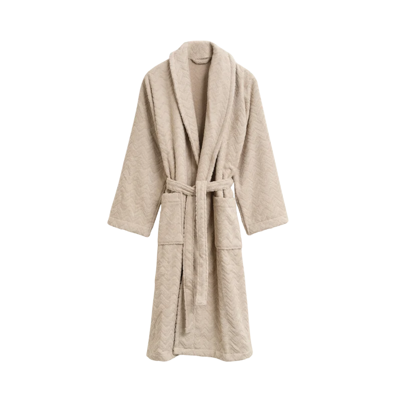 Jacquard Herringbone Robe - Faded Beige