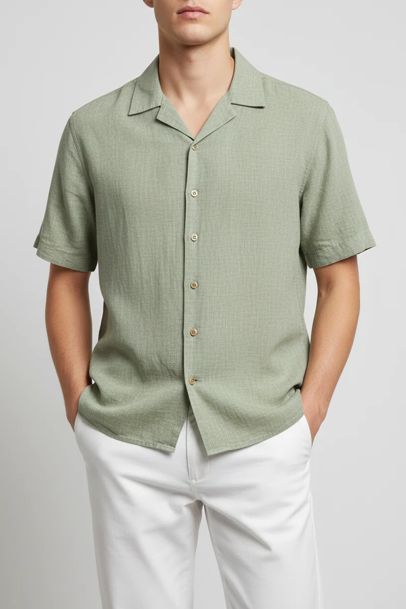 STENSTRÖMS Linen Shirt SS Regular - Green