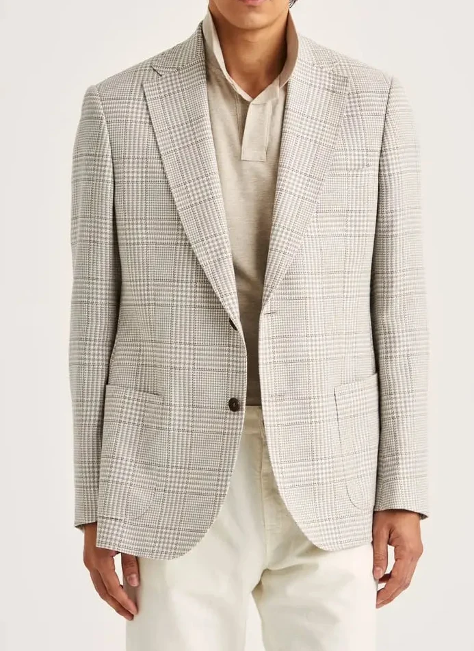 MORRIS Summer Check Blazer - Grey